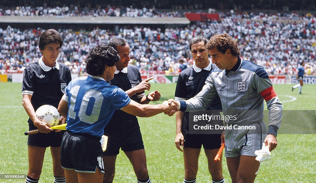 Diego Maradona and Peter Shilton Mexico 1986