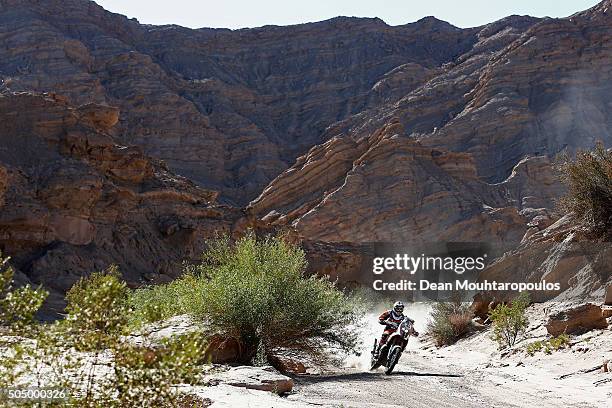 Antoine Meo of France riding on and for KTM 450 RALLY REPLICA RED BULL KTM FACTORY TEAM compete on day 12 / stage eleven between La Rioja to San Juan...