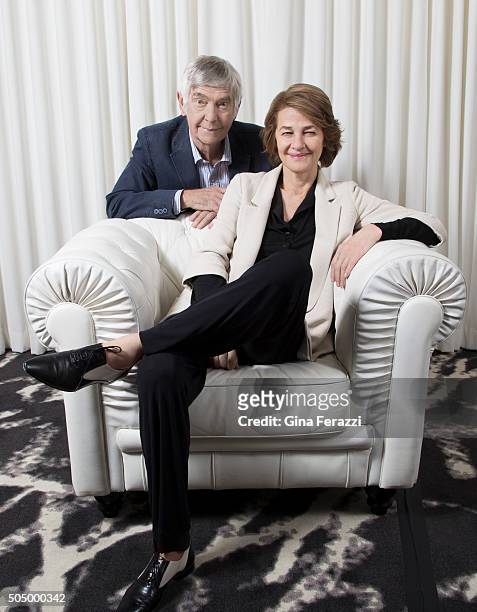 British actor Tom Courtenay and Charlotte Rampling are photographed for Los Angeles Times on November 12, 2015 in Los Angeles, California. PUBLISHED...