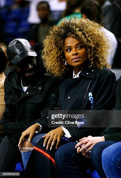 Singer Fleur East attends the 2016 NBA Global Games London match between Toronto Raptors and Orlando Magic at The O2 Arena on January 14, 2016 in...