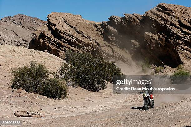 David Casteu of France riding on and for KTM 450 RALLY TEAM CASTEU ADVENTURE competes on day 12 / stage eleven between La Rioja to San Juan during...