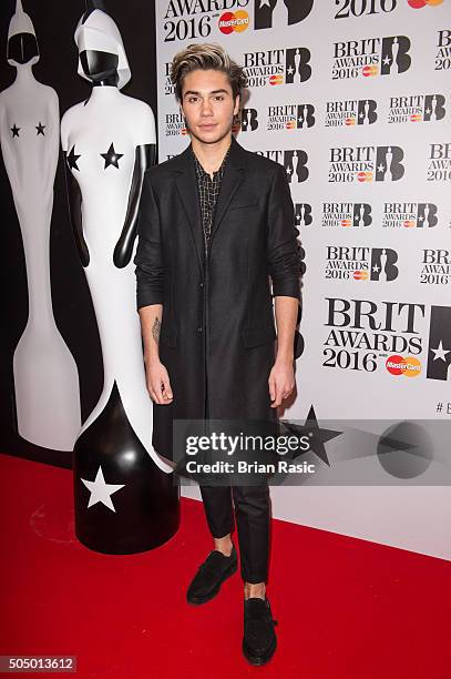 George Shelley attends the nominations launch for The Brit Awards 2016 at ITV Studios on January 14, 2016 in London, England.