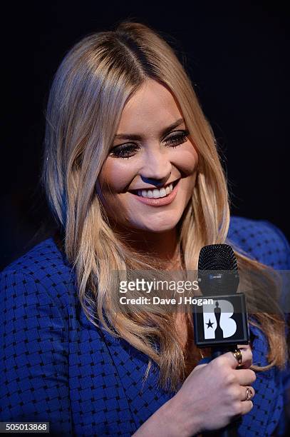 Laura Whitmore onstage at the nominations launch for The Brit Awards 2016 at ITV Studios on January 14, 2016 in London, England.