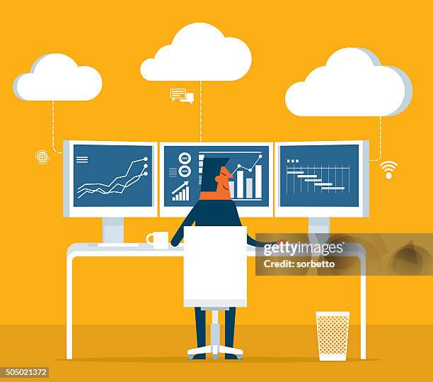 stockillustraties, clipart, cartoons en iconen met business work - screen dashboard analytics