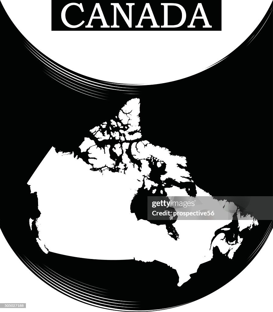 Canada Map Outline Vector In Black And White Background High-Res Vector