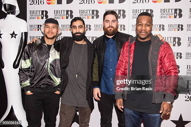 Kesi Dryden, Amir Amor, Piers Agget and Leon Rolle of Rudimental attend the nominations launch for The Brit Awards 2016 at ITV Studios on January 14,...