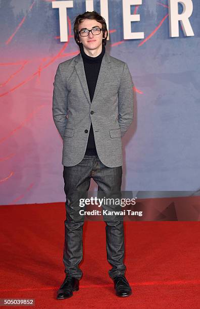 Isaac Hempstead Wright attends UK Premiere of "The Revenant" at Empire Leicester Square on January 14, 2016 in London, England.