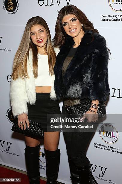 Gia Giudice with her mother Teresa Giudice attend the Grand Opening of envy by Melissa Gorga Boutique on January 14, 2016 in Montclair, New Jersey.