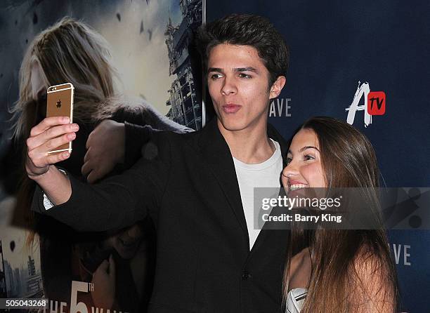 Brent Rivera and Lexi Rivera attend the Awesomeness TV Special Fan Screening of 'The 5th Wave' at Pacific Theatre at The Grove on January 14, 2016 in...
