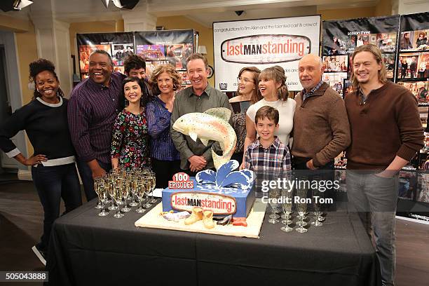 The cast and crew on the set of Last Man Standing" celebrated the series' 100th episode entitled, "The Ring" airing FRIDAY, JANUARY 29 , on the...