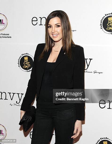 Personality Ashley Holmes attends the grand opening of envy by Melissa Gorga Boutique on January 14, 2016 in Montclair, New Jersey.