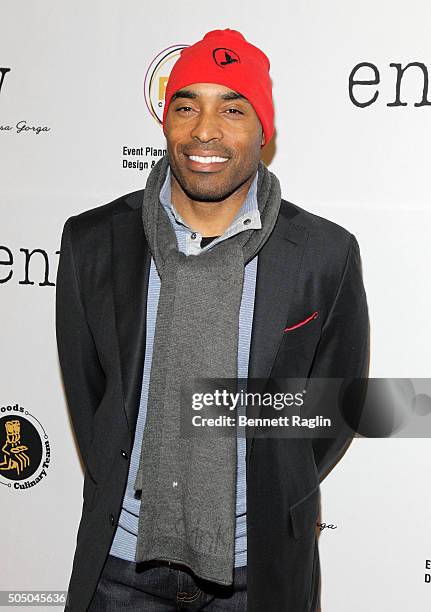 Radio personality Tiki Barber attends the grand opening of envy by Melissa Gorga Boutique on January 14, 2016 in Montclair, New Jersey.