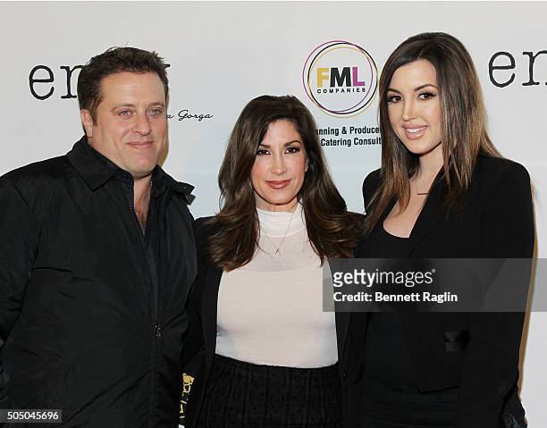 Chris Laurita, Jacqueline Laurita, and Ashley Holmes attend the grand opening of envy by Melissa Gorga Boutique on January 14, 2016 in Montclair, New...