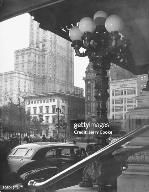 Exterior view of the Plaza Hotel.