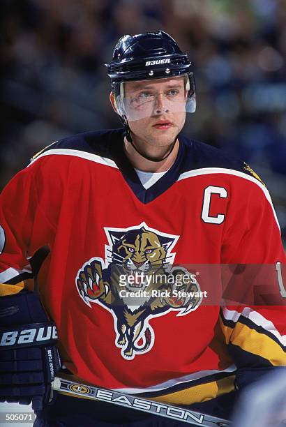 Right wing Pavel Bure of the Florida Panthers looks on against the Buffalo Sabres during the NHL game at HSBC Arena in Buffalo, New York. The...