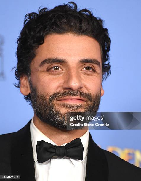 Oscar Isaac poses at the 73rd Annual Golden Globe Awardsat The Beverly Hilton Hotel on January 10, 2016 in Beverly Hills, California.