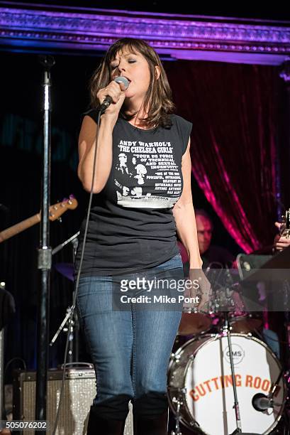 Singer Jenni Muldaur performs during the Velvet Underground Lou Reed Benefit Tribute 50th Anniversary Celebration of the Arts at The Cutting Room on...