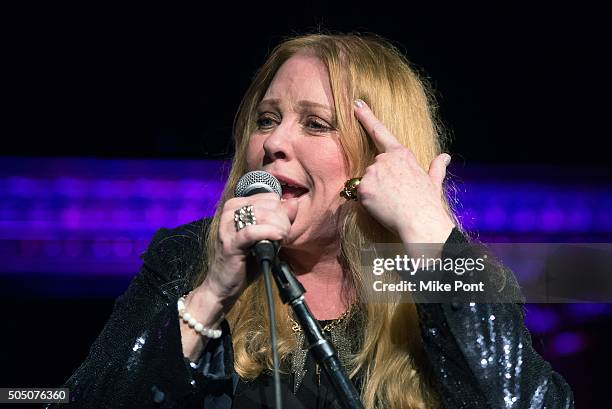 Singer Bebe Buell performs during the Velvet Underground Lou Reed Benefit Tribute 50th Anniversary Celebration of the Arts at The Cutting Room on...