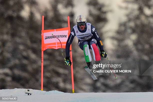 Italy's Siegmar Klotz competes the downhill race of the Alpine skiing FIS World Cup mens combined event on January 15, 2016 in Wengen. AFP PHOTO /...