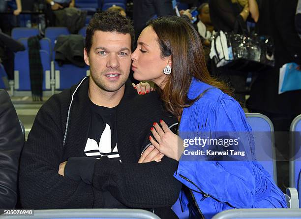 Michael Ballack and Natacha Tannous attend the Orlando Magic vs Toronto Raptors NBA Global Game at The O2 Arena on January 14, 2016 in London,...