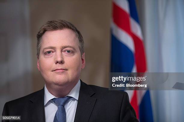 Sigmundur Gunnlaugsson, Iceland's prime minister, poses for a photograph following a Bloomberg Television interview at his office in Reykjavik,...