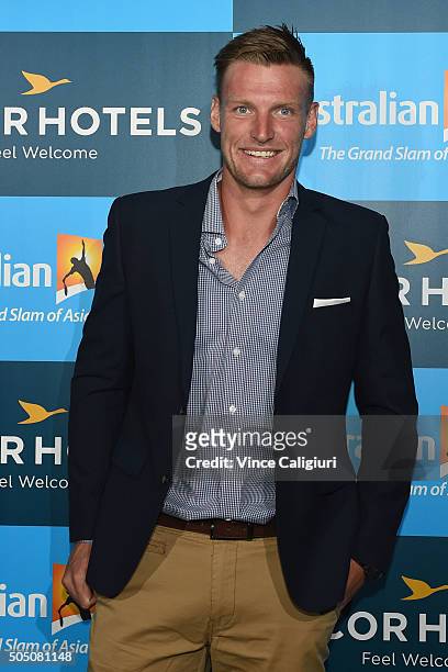 Sam Groth of Australia arrives at the 2016 Australian Open Players Party at CLub Sofitel Lounge on January 15, 2016 in Melbourne, Australia.