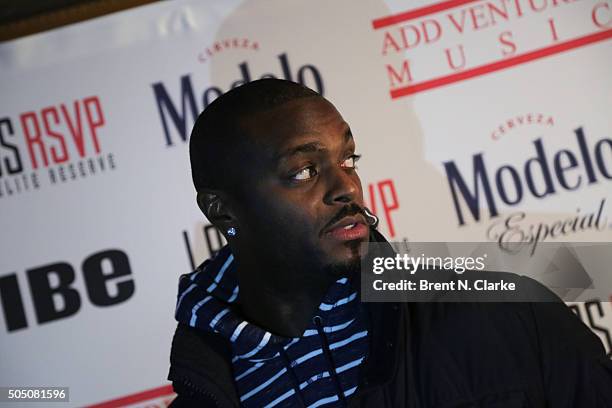 Former professional football player Plaxico Burress attends Add Ventures Music official launch party held at Stage 48 on January 14, 2016 in New York...