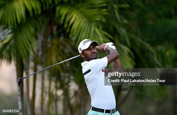 Chikkarangappa of India in action during the Asian Tour Qualifying School Final Stage at Springfield Royal Country Club on January 15, 2016 in Hua...