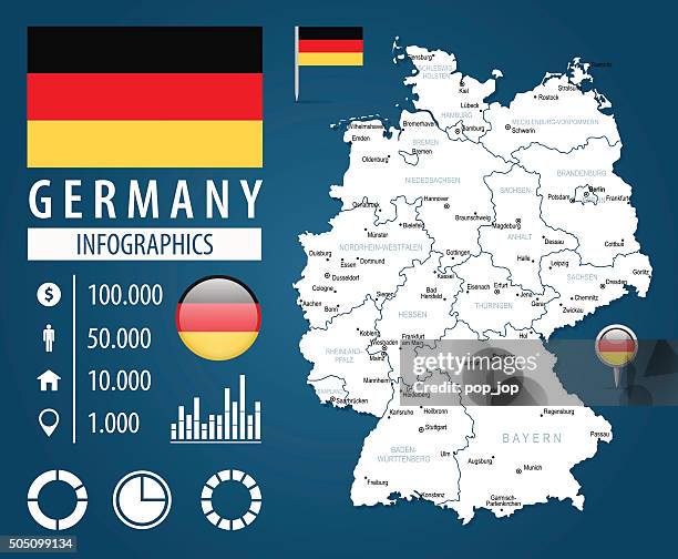 germany - infographic map - illustration - stuttgart stock illustrations