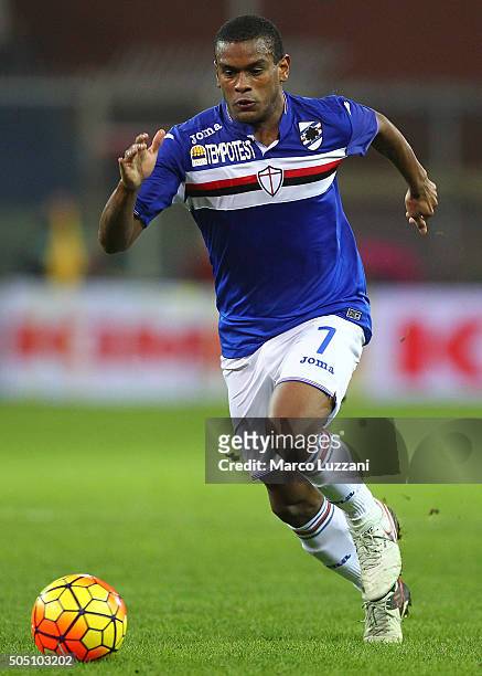 Lucas Martins Fernando of UC Sampdoria in action during the Serie A match between UC Sampdoria and Juventus FC at Stadio Luigi Ferraris on January...