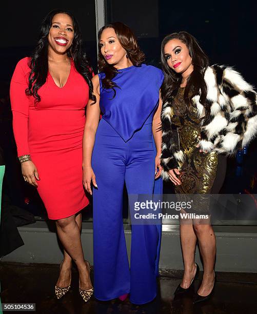 Nicci Gilbert, Chrystale Wilson and Sara Stokes attend the From The Bottom Up Reception at Ventanas on January 14, 2016 in Atlanta, Georgia.
