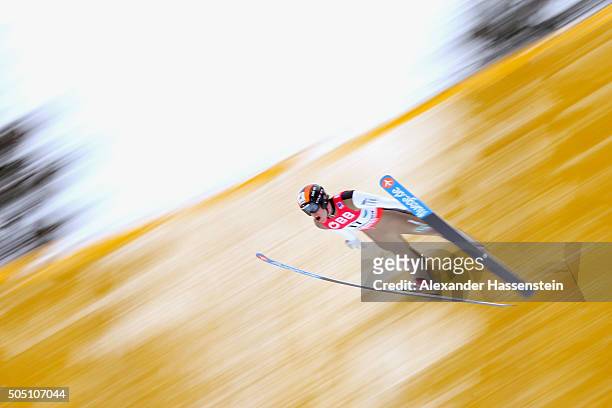 Jan Matura of Czech Republic competes in the 2nd round of the FIS Ski Flying World Championship 2016 during day 2 at the Kulm on January 15, 2016 in...