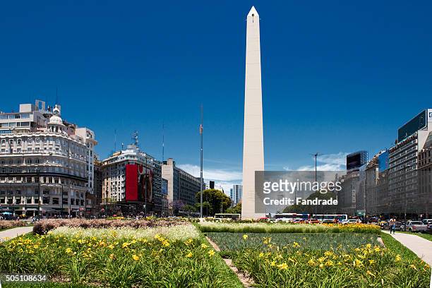 buenos aires, obelisk, avenue july 9 - obelisk stock-fotos und bilder