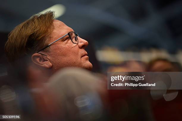 Rodenstock's CEO Oliver Kastalio during the Rodenstock Sports Talk at opti 2016 tradeshow at Messe Muenchen on January 15, 2016 in Munich, Germany.