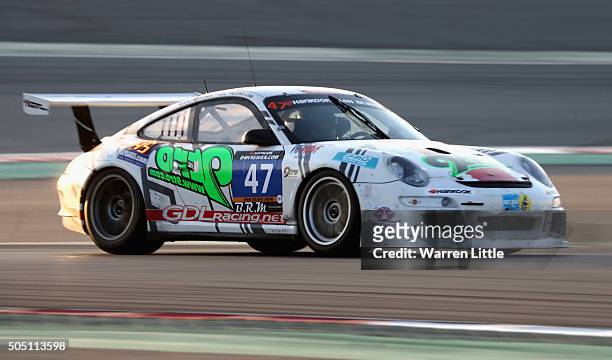 Team Asia , Porshce 997 GT3 Cup S races during the Hankook 24 Hours Dubai Race in the International Endurance Series at Dubai Autodrome on January...