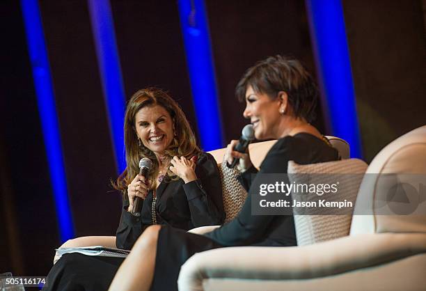 Maria Shriver and Kris Jenner attend the "Architects Of Change: Maria Shriver And Kris Jenner" conversation at Skirball Cultural Center on January...