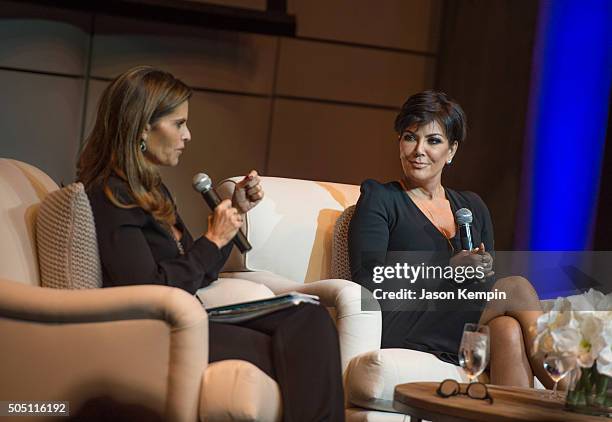 Maria Shriver and Kris Jenner attend the "Architects Of Change: Maria Shriver And Kris Jenner" conversation at Skirball Cultural Center on January...