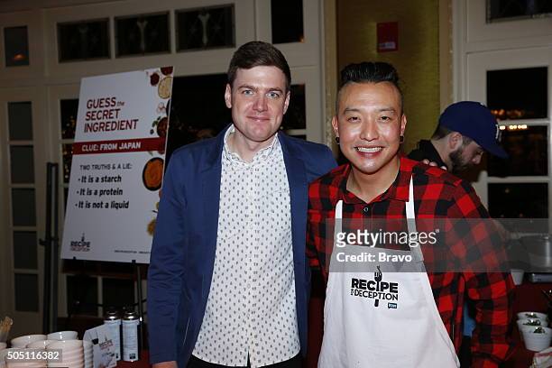 NBCUniversal Press Tour, January 2016 -- Bravo's "Recipe For Deception" Demo/Tasting/Cocktails -- Pictured: Max Silvestri, Host; Chris Oh, Judge --