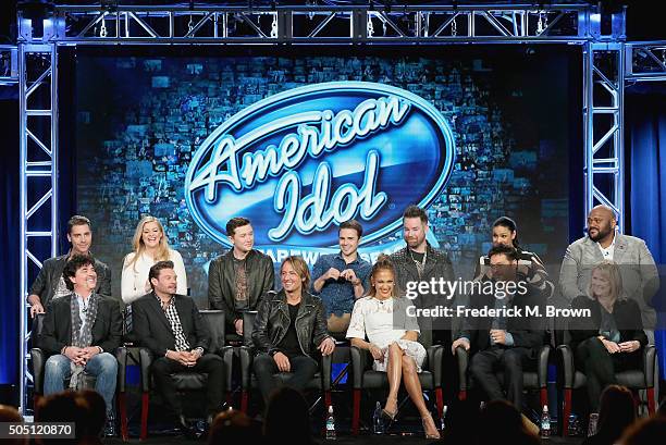 Mentor Scott Borchetta, Host Ryan Seacrest, Judge Keith Urban, Judge Jennifer Lopez, Judge Harry Connick, Jr., Executive Producer Trish Kinane, , S14...