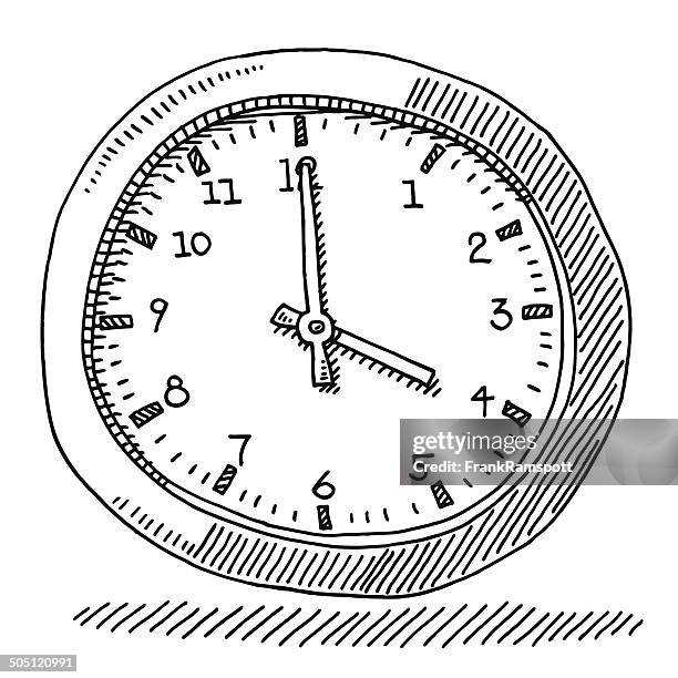 illustrations, cliparts, dessins animés et icônes de bureau horloge temps dessin - horloge murale