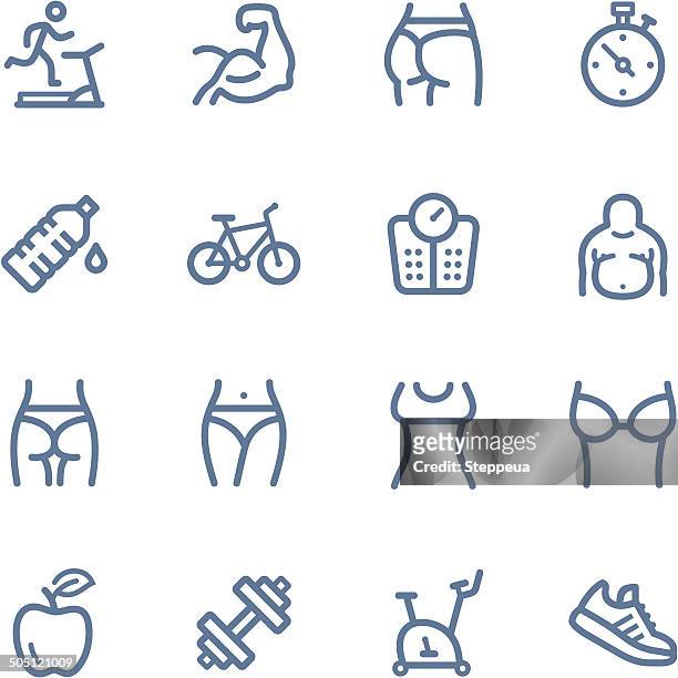 fitness line icons - hip body part stock illustrations