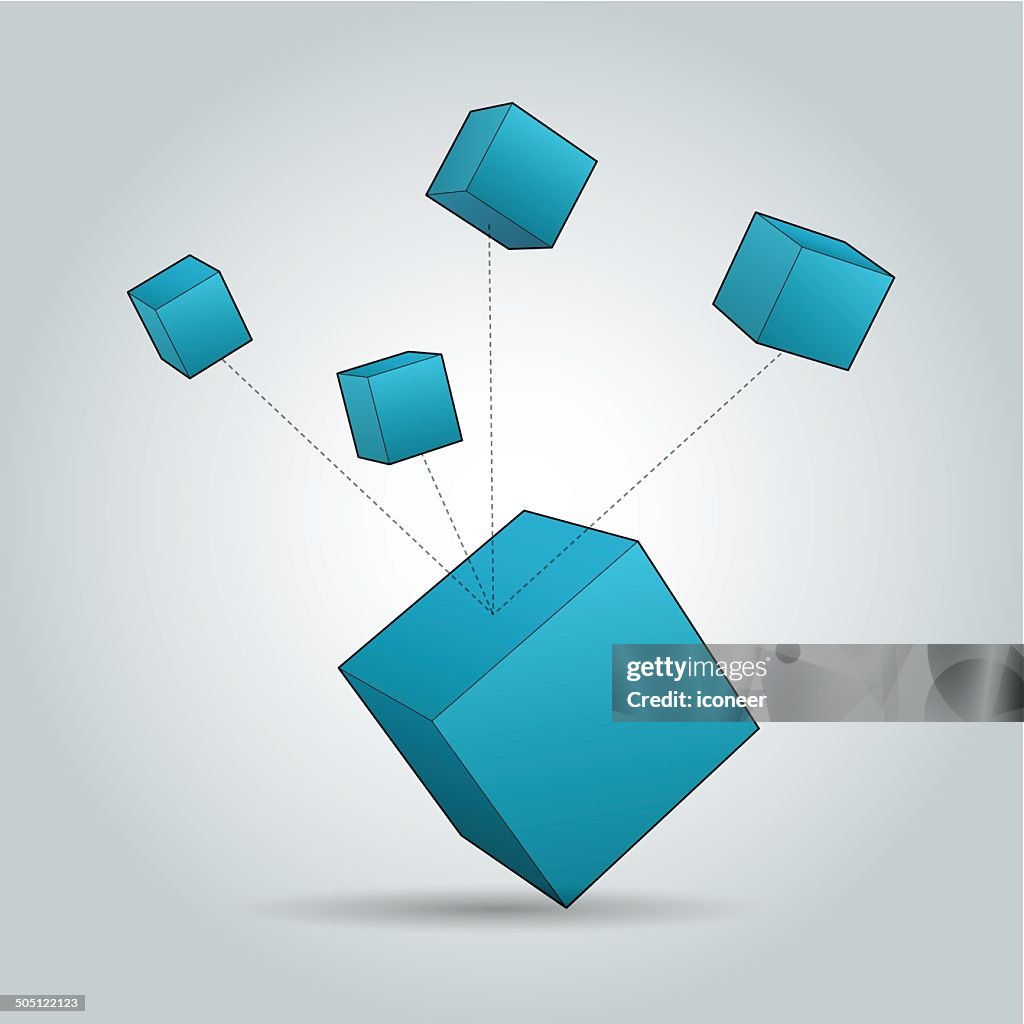Background with cubes and connections