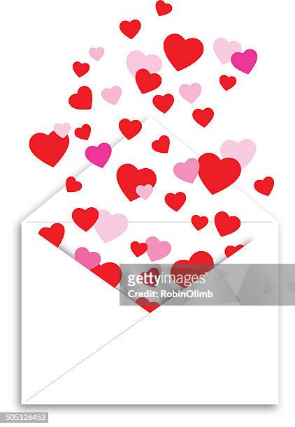 envelope of hearts - robinolimb heart stock illustrations
