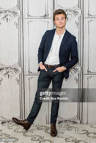 Jack Quaid speaks to AOL Build about Vinyl at AOL Studios In New York on January 15, 2016 in New York City.