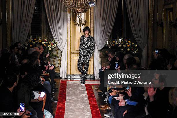 General view of Roberto Cavalli show during Milan Men's Fashion Week Fall/Winter 2016/17 on January 15, 2016 in Milan, Italy.