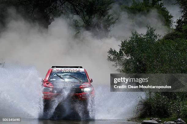 Yazeed Alrajhi of Saudi Arabia and Timo Gottschalk of Germany in the TOYOTA HILUX for TOYOTA GAZOO RACING SOUTH AFRICA compete on day 13 / stage...