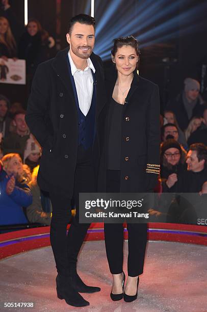 Rylan Clark and Emma Willis present from the Big Brother house at Elstree Studios on January 15, 2016 in Borehamwood, England.