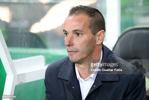 Tondela's coach Petit before the start of the Primeira Liga match between Sporting CP and CD Tondela at Estadio Jose Alvalade on January 15, 2016 in...