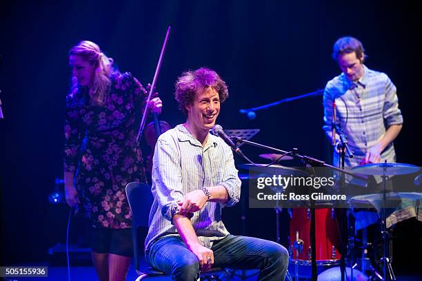 British folk singer Sam Lee performs at the Celtic Connections festival at Tron Theatre on January 15, 2016 in Glasgow, Scotland.