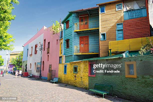 view of caminito, buenos aires - la boca stock pictures, royalty-free photos & images